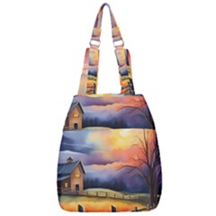 Rural Farm Fence Pathway Sunset Center Zip Backpack