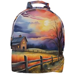 Rural Farm Fence Pathway Sunset Mini Full Print Backpack