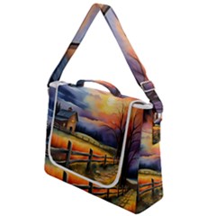 Rural Farm Fence Pathway Sunset Box Up Messenger Bag by Bedest