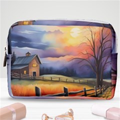 Rural Farm Fence Pathway Sunset Make Up Pouch (Medium)