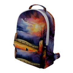 Rural Farm Fence Pathway Sunset Flap Pocket Backpack (Large)