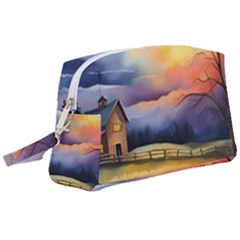 Rural Farm Fence Pathway Sunset Wristlet Pouch Bag (large) by Bedest