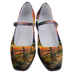 Rural Farm Fence Pathway Sunset Women s Mary Jane Shoes by Bedest