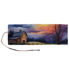 Rural Farm Fence Pathway Sunset Roll Up Canvas Pencil Holder (M)