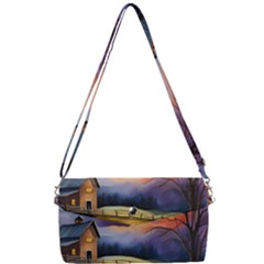 Rural Farm Fence Pathway Sunset Removable Strap Clutch Bag