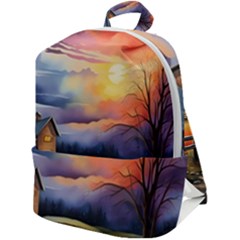 Rural Farm Fence Pathway Sunset Zip Up Backpack