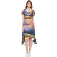 Rural Farm Fence Pathway Sunset High Low Boho Dress