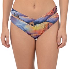 Rural Farm Fence Pathway Sunset Double Strap Halter Bikini Bottoms