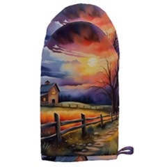 Rural Farm Fence Pathway Sunset Microwave Oven Glove