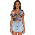 Rural Farm Fence Pathway Sunset V-Neck Crop Top View1