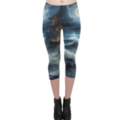 House Waves Storm Capri Leggings  by Bedest