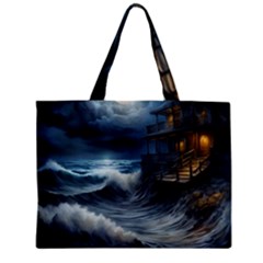 House Waves Storm Zipper Mini Tote Bag by Bedest