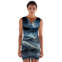 House Waves Storm Wrap Front Bodycon Dress by Bedest