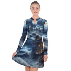 House Waves Storm Long Sleeve Panel Dress by Bedest