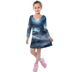 House Waves Storm Kids  Long Sleeve Velvet Dress