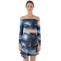 House Waves Storm Off Shoulder Top With Skirt Set by Bedest