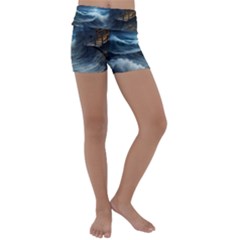 House Waves Storm Kids  Lightweight Velour Yoga Shorts by Bedest