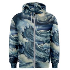 Waves Storm Sea Moon Landscape Men s Zipper Hoodie by Bedest