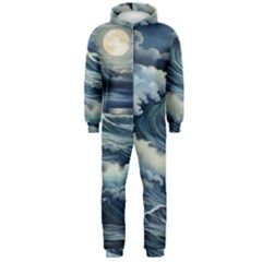 Waves Storm Sea Moon Landscape Hooded Jumpsuit (men) by Bedest