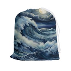 Waves Storm Sea Moon Landscape Drawstring Pouch (2xl) by Bedest