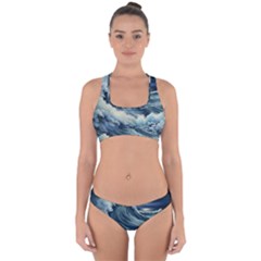 Waves Storm Sea Moon Landscape Cross Back Hipster Bikini Set by Bedest