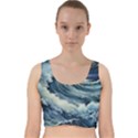 Waves Storm Sea Moon Landscape Velvet Racer Back Crop Top View1