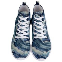 Waves Storm Sea Moon Landscape Men s Lightweight High Top Sneakers by Bedest