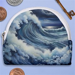 Waves Storm Sea Moon Landscape Horseshoe Style Canvas Pouch by Bedest