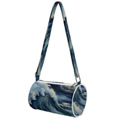 Waves Storm Sea Moon Landscape Mini Cylinder Bag by Bedest