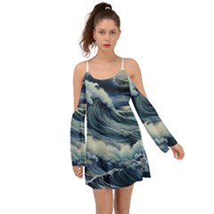 Waves Storm Sea Moon Landscape Boho Dress by Bedest