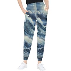 Waves Storm Sea Moon Landscape Women s Tapered Pants by Bedest