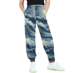 Waves Storm Sea Moon Landscape Kids  Joggers by Bedest