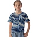 Waves Storm Sea Moon Landscape Kids  Cuff Sleeve Scrunch Bottom T-Shirt View1