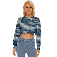 Waves Storm Sea Moon Landscape Lightweight Long Sleeve Sweatshirt by Bedest