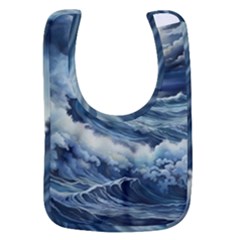 Waves Storm Sea Moon Landscape Baby Bib by Bedest