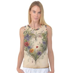 Heart Flowers Plant Women s Basketball Tank Top by Bedest