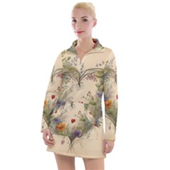 Heart Flowers Plant Women s Long Sleeve Casual Dress by Bedest