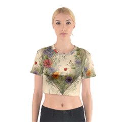 Heart Flowers Plant Cotton Crop Top by Bedest