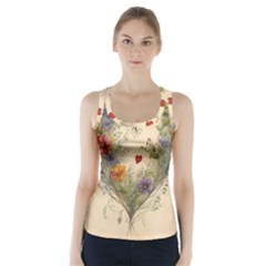 Heart Flowers Plant Racer Back Sports Top by Bedest