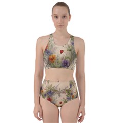 Heart Flowers Plant Racer Back Bikini Set