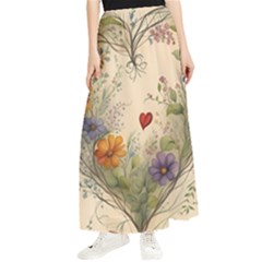 Heart Flowers Plant Maxi Chiffon Skirt by Bedest