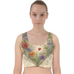 Heart Flowers Plant Velvet Racer Back Crop Top by Bedest