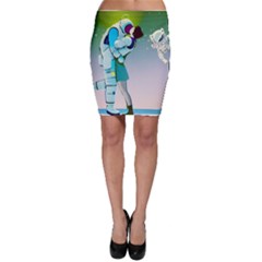 Astronaut Cat Retro Cute Alien Bodycon Skirt by Bedest