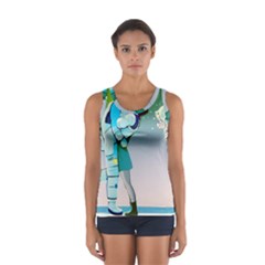 Astronaut Cat Retro Cute Alien Sport Tank Top  by Bedest