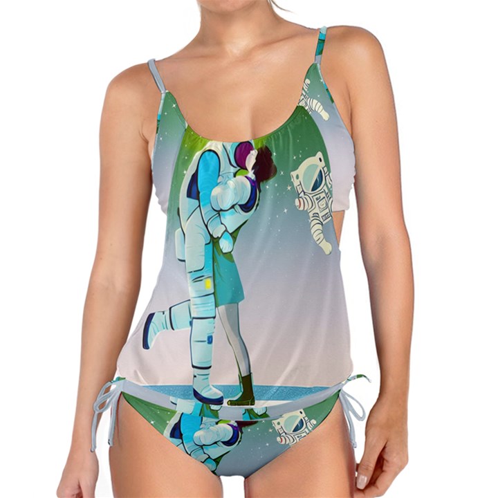 Astronaut Cat Retro Cute Alien Tankini Set