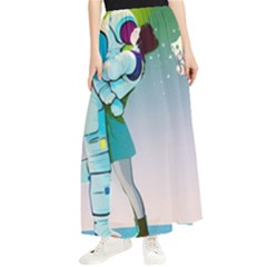 Astronaut Cat Retro Cute Alien Maxi Chiffon Skirt by Bedest