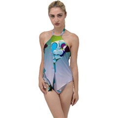 Astronaut Cat Retro Cute Alien Go With The Flow One Piece Swimsuit by Bedest