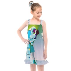 Astronaut Cat Retro Cute Alien Kids  Overall Dress by Bedest