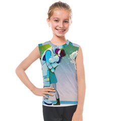 Astronaut Cat Retro Cute Alien Kids  Mesh Tank Top by Bedest