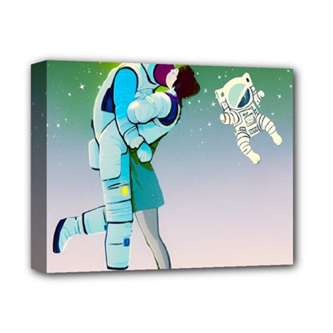 Astronaut Kiss Space Baby Deluxe Canvas 14  X 11  (stretched) by Bedest